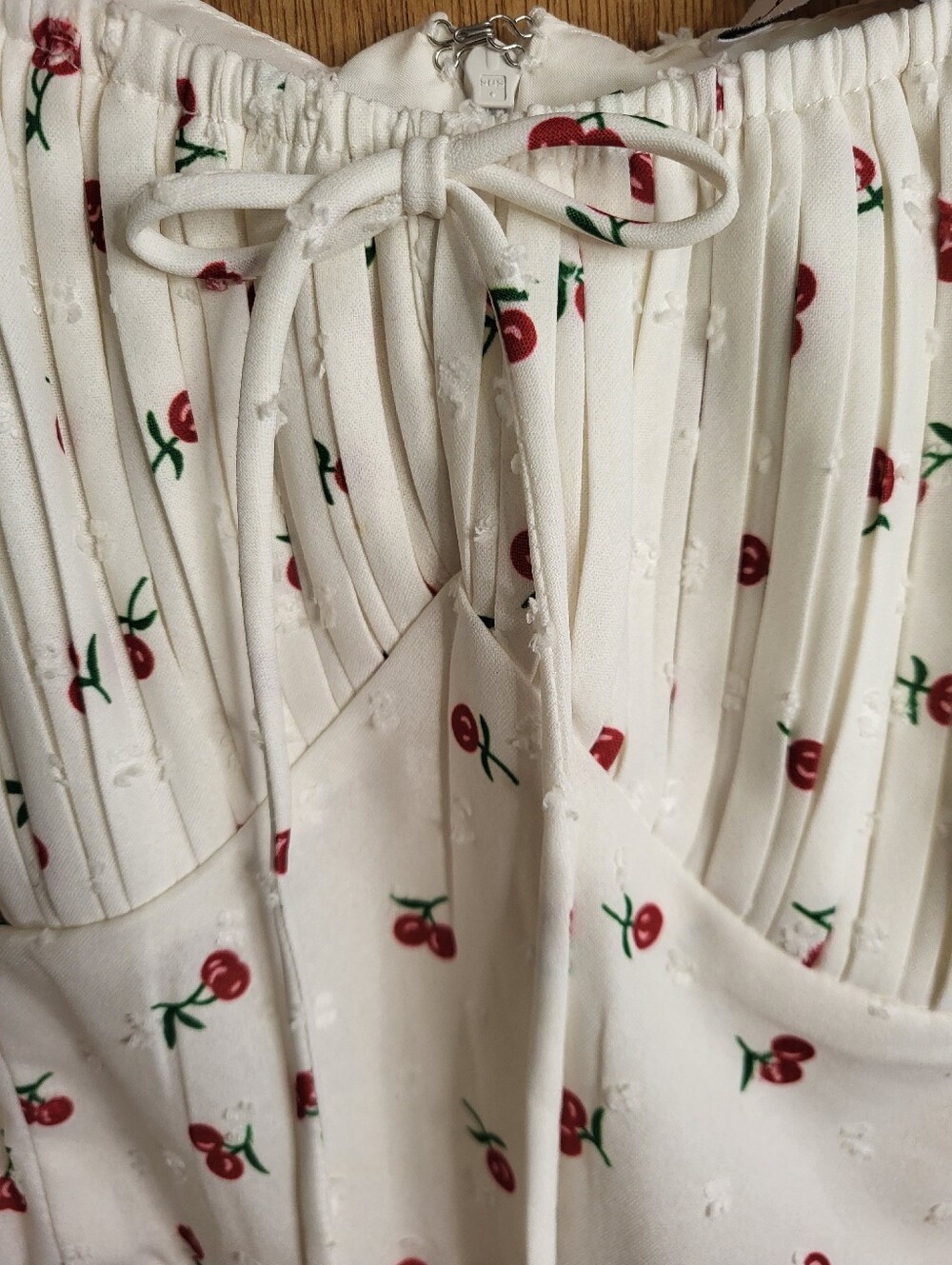 Petal And Pup Jill Cherry Print Milkmaid Midi Dress Shirred Bust Detail. Large - Picture 7 of 16